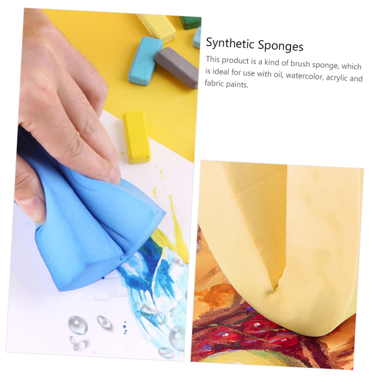 Spugne Per Acquerello 2 Pezzi - Super Assorbenti Per Pittura E Ceramica 17x7x3.5cm - Foto 2
