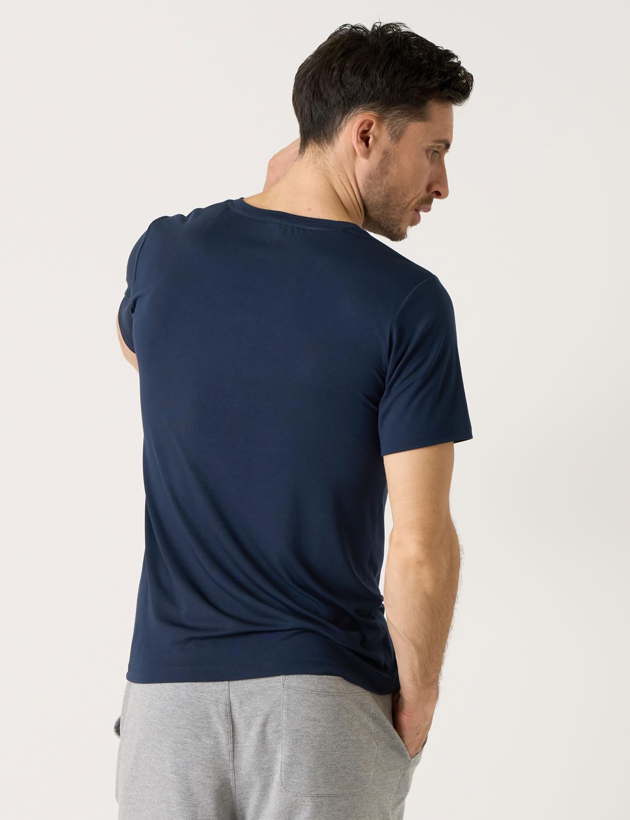 LAPASA Camiseta Manga Corta para Hombre Camiseta Interior Sólida Transpirable con Cuello en V y Cuello Redondo (Paquete de 2) M07/M08