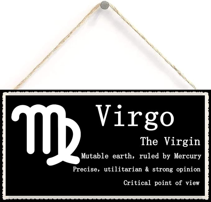 Virgo The Virgin - Beautiful Spiritual Gift Astrology Sign of The Zodiac Plaque 6 inch by 12 inch Hanging Sign, Decorative Wood Sign Home Decor,Wall Art