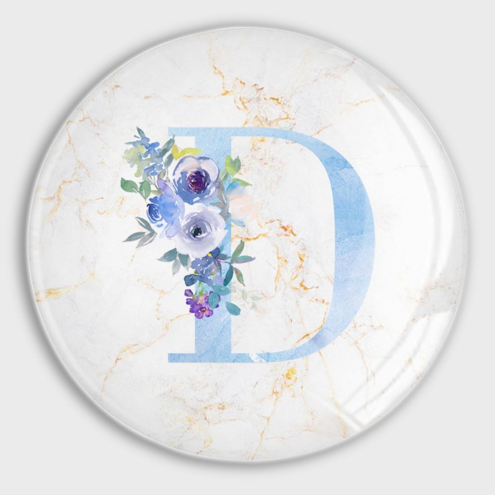 Lot de 4 aimants de réfrigérateur en verre avec monogramme initiale D - Petits aimants pour tableau blanc - Aimants pour tableau blanc - Aimants pour l'école, la maison, la cuisine, le
