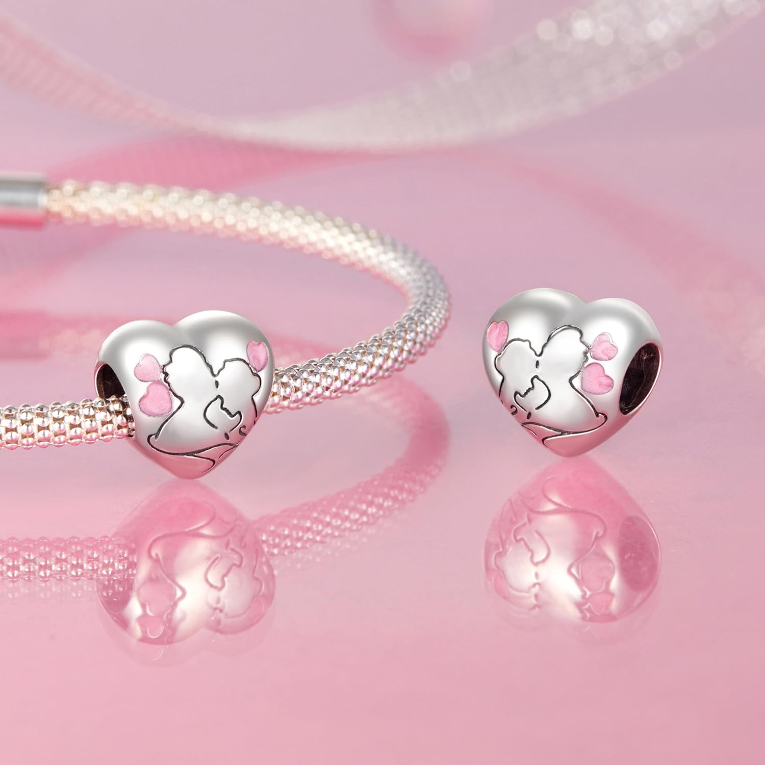 NINGAN Serie d'amore in argento 925 Pendente con perline Regalo di compleanno di San Valentino Adatto per collana di braccialetti da donna