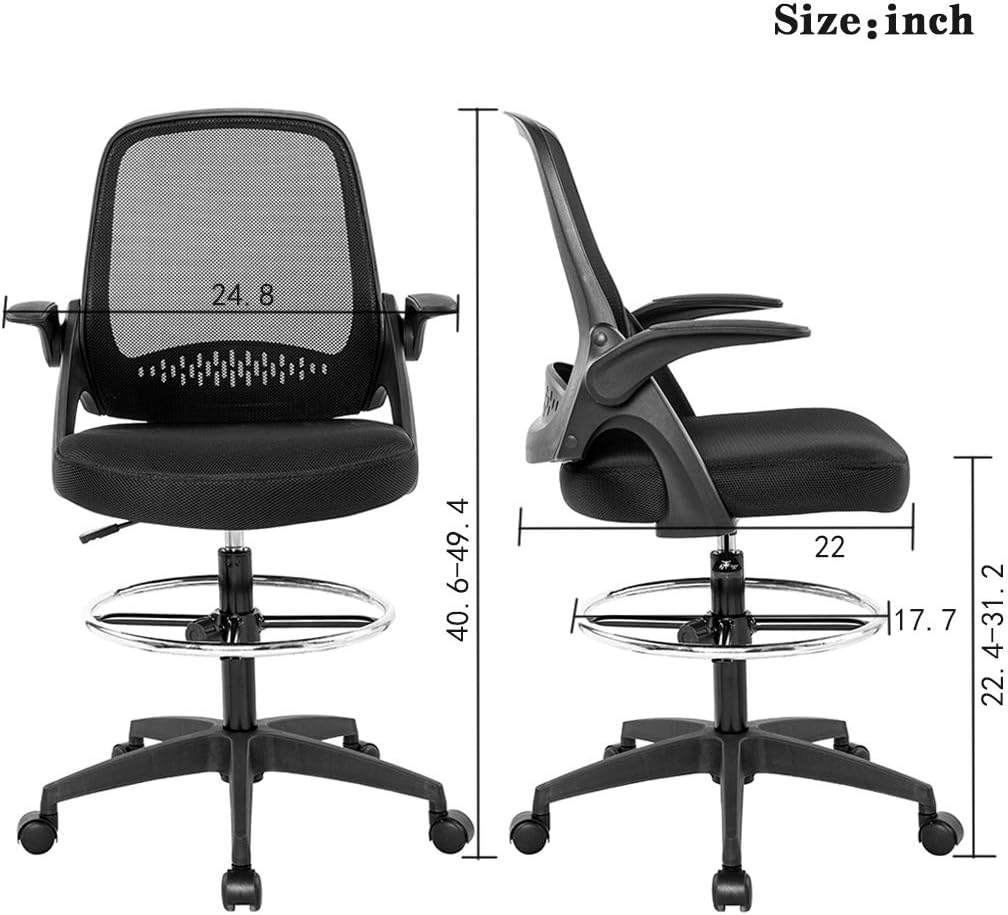 Buy Drafting Chair Tall Office Chair Standing Desk Chair Mesh Computer Chair Adjustable Height With Lumbar Support Flip Up Arms Swivel Rolling Executive Chair Buy Drafting Chair Tall Office Chair Standing Desk Chair Mesh Computer Chair Adjustable Height With Lumbar Support Flip Up Arms Swivel Rolling Executive Chair
