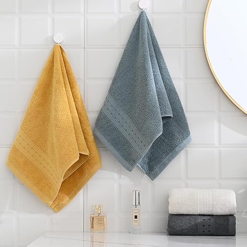 Miniatura 7 de sense gnosis Juego de 2 toallas de mano blancas supersuaves, 100% algodón, absorbentes, decorativas, a cuadros, para baño y hogar, 13 x 29 pulgadas