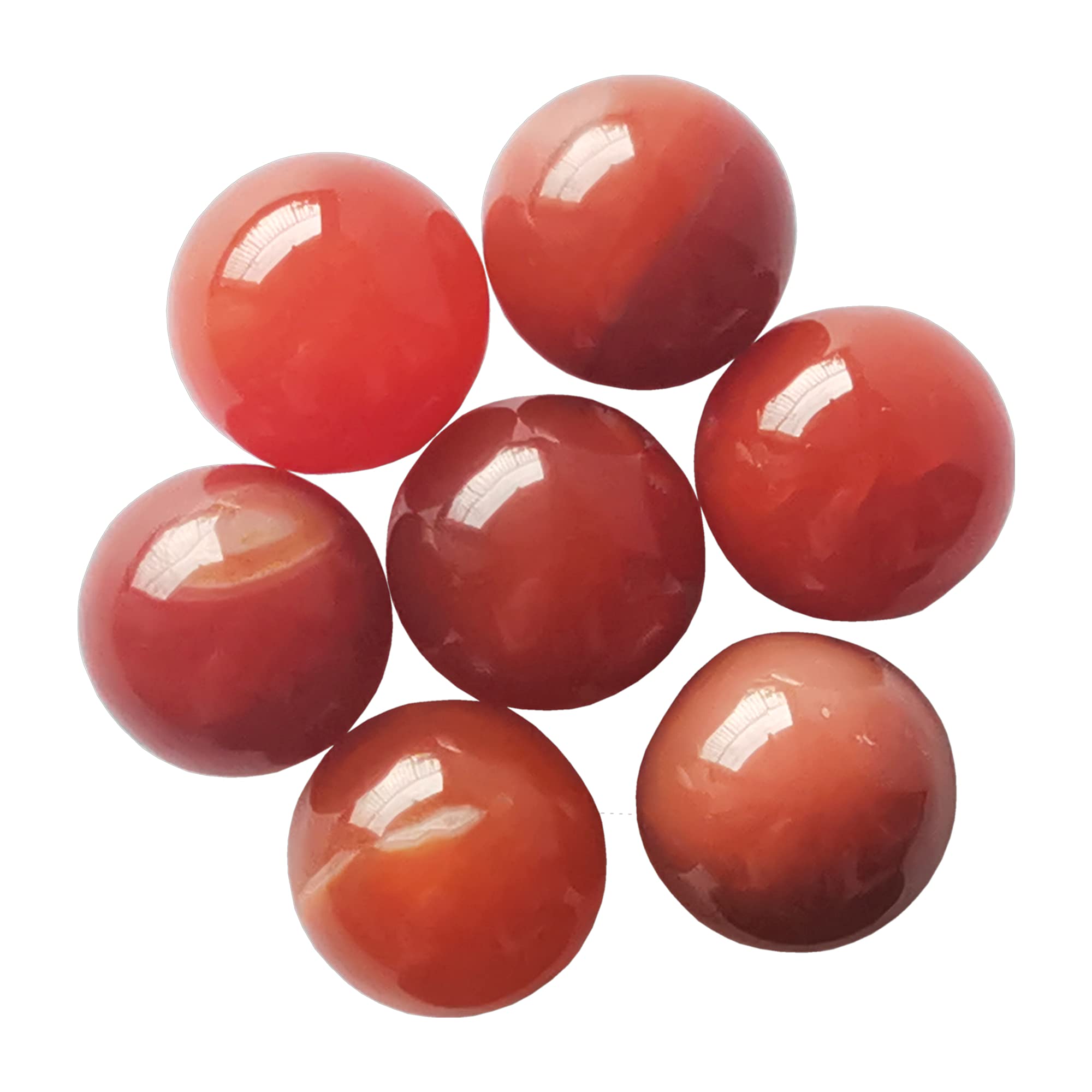 Manekieko7 Pcs Natural Carnelian 2cm Crystal Sphere Ball Set,Feng Shui Chakra Aura Home Desk Decor Decorative Collection