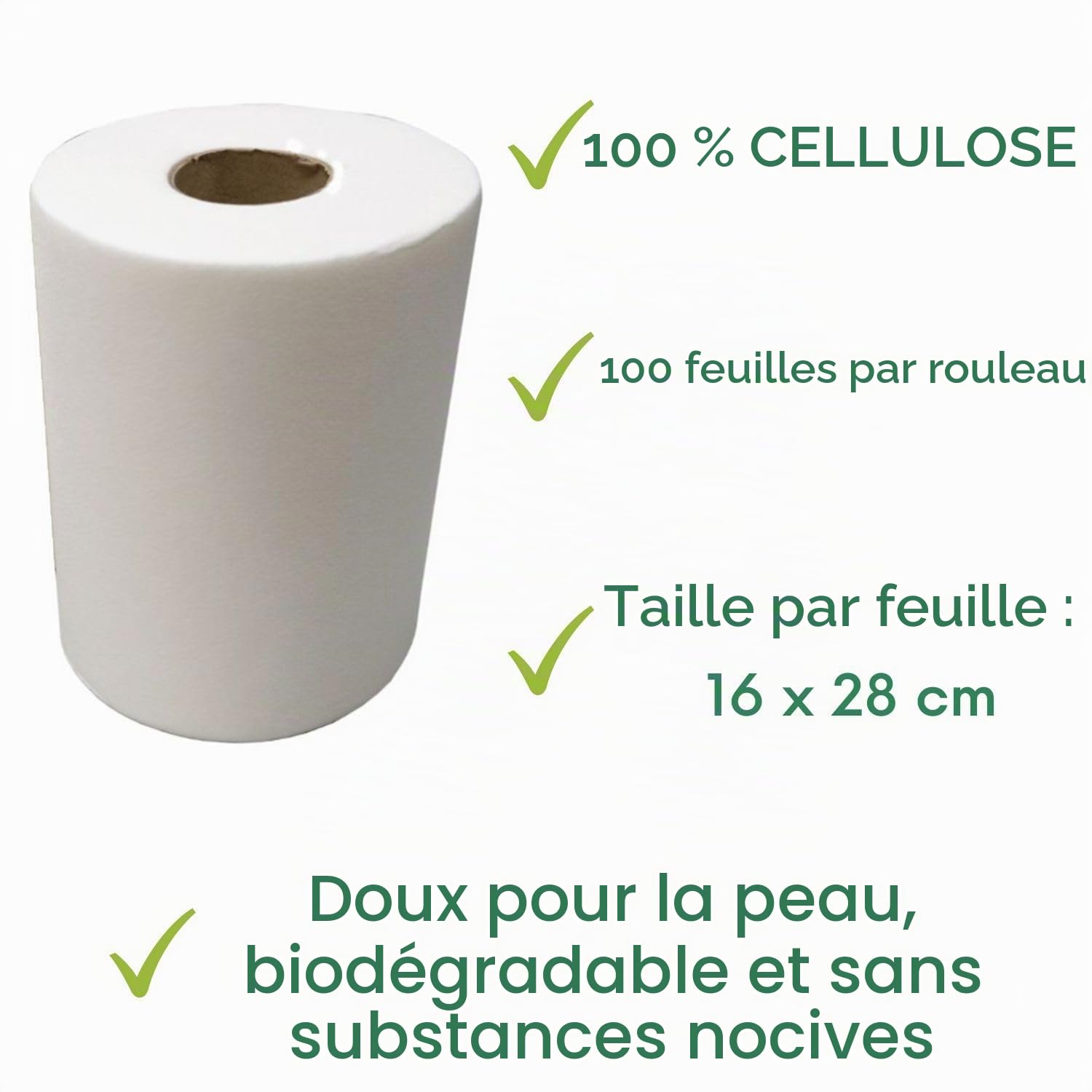 avo+cado Lot de 2 rouleaux d'inserts en non-tissé classiques pour couches en tissu, biodégradables et compostables, pour bébé ou adulte