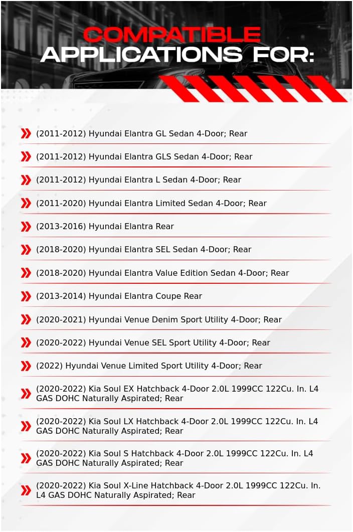 R1 Concepts Rear Brake Kit For 2011-2020 Hyundai Elantra, 2020-2024 Hyundai Venue, 2020-2025 Kia Soul| Blank Brake Rotors| Ceramic Brake Pads and Rotors Kit| Hardware included