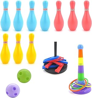 Mini Table Game Set Include - Bowling - Horseshoe Game - Ring Toss - Suitable for Office Party Backyard Camping