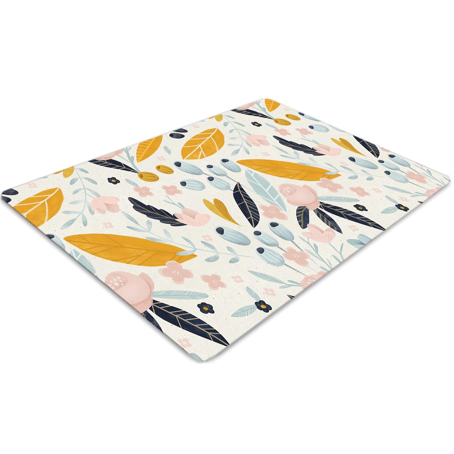 Tapis de chaise 120x90 cm rectangulaire en PVC imprimé fleurs discrètes