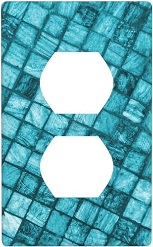 Miniatura 94 de Placas de pared para receptáculo de dispositivo dúplex de 1 banda, cubiertas de toma de corriente azul retro onduladas, cubiertas decorativas para