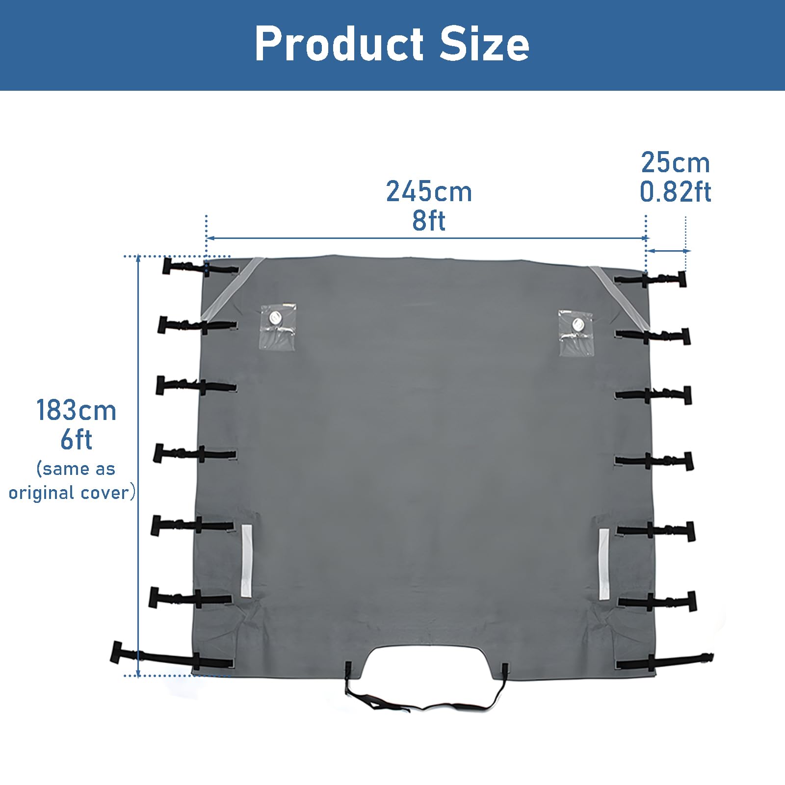 Cubierta universal delantera para remolque de caravana de 2,4 m con luces LED y tiras reflectantes - Protector impermeable parasol para sol/calor/escarcha/hielo/nieve