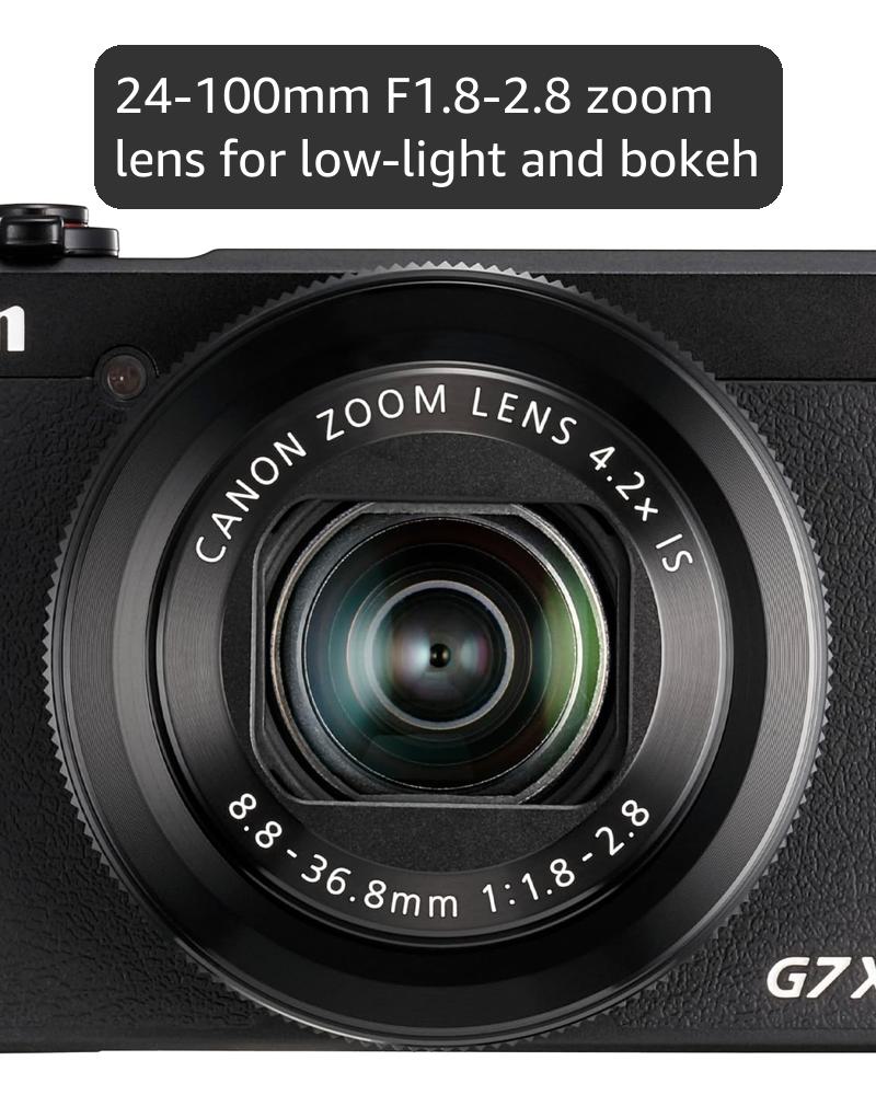 Canon PowerShot G7 X Mark III (Black) - Compact Digital Camera with 1-Inch Sensor & 4K Video - Perfect for Low Light & Travel - WiFi & Bluetooth Connectivity - Loved For Creating On The Go