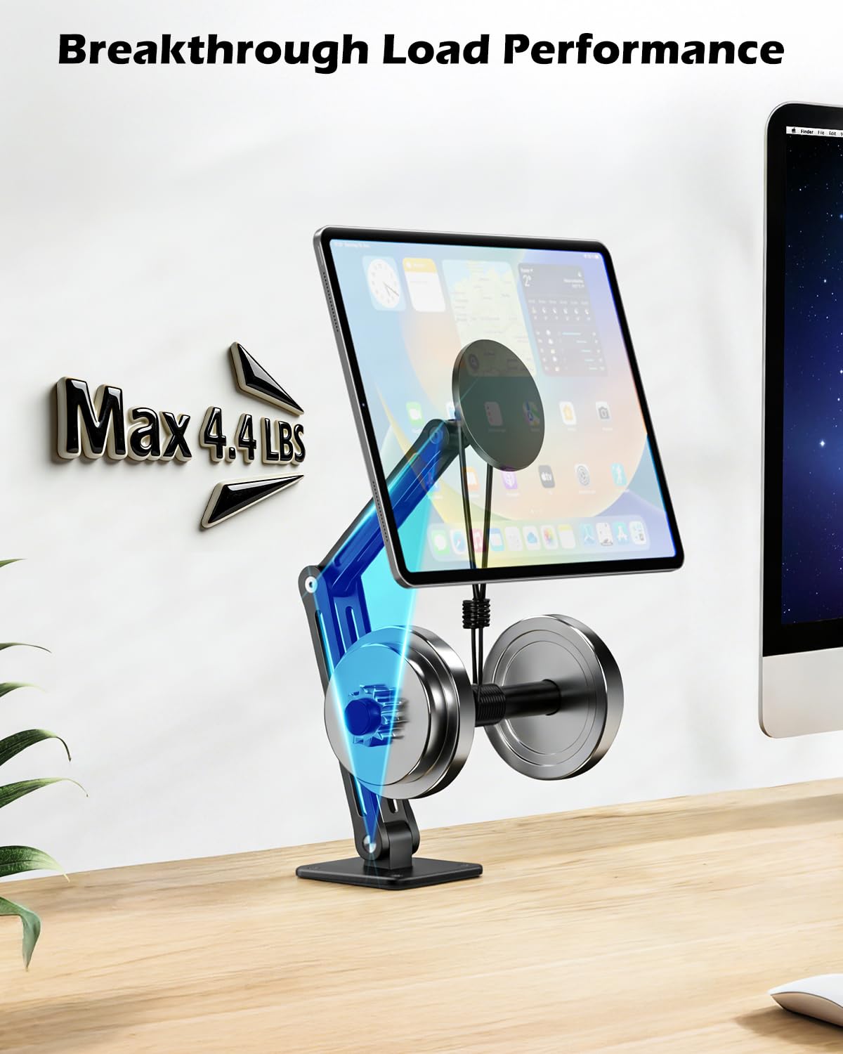 CloudValley Soporte Magnético Tableta, Soporte extensible de Aluminio para Tablet, [Ajustable en Múltiples ángulos 360° y Plegable] para iPad Pro/Air/Mini de 4.7 a 13", Galaxy Tab, Teléfonos y Tablets