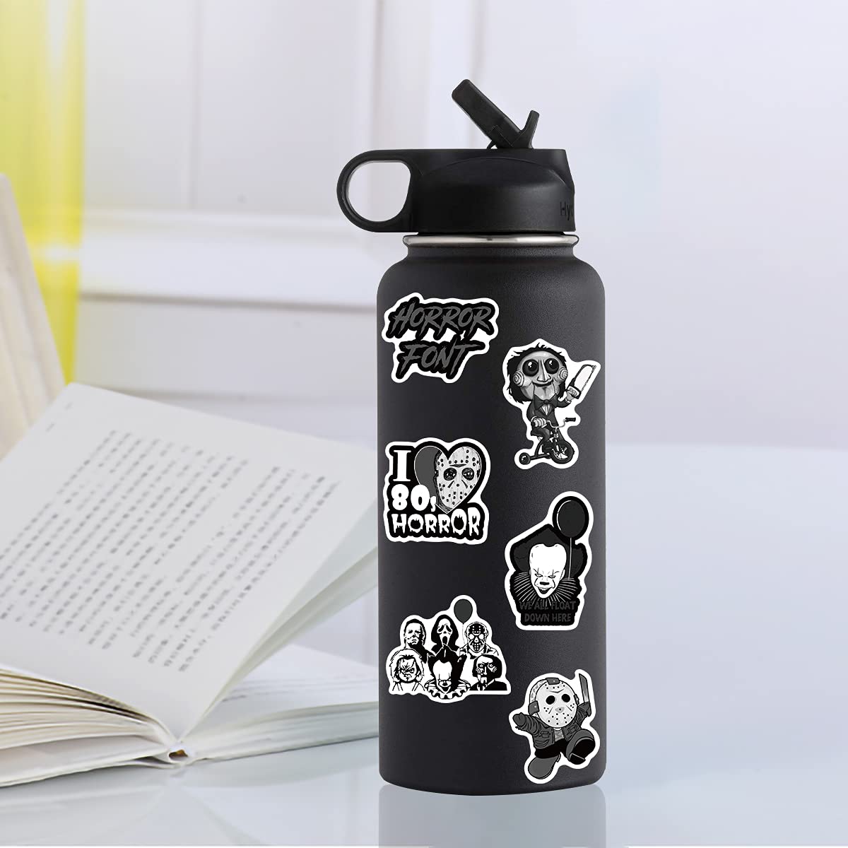 100 Horrorfilm Stickers - Waterdicht PVC, 5-8,9 Cm, Voor Laptop, Telefoon, Fles, Bagage - Griezelige Killer En Thrillerthema's