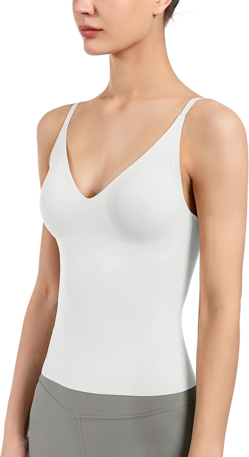 Women's Fit Camisole with Built in Bra - Spaghetti Straps Camis Tank