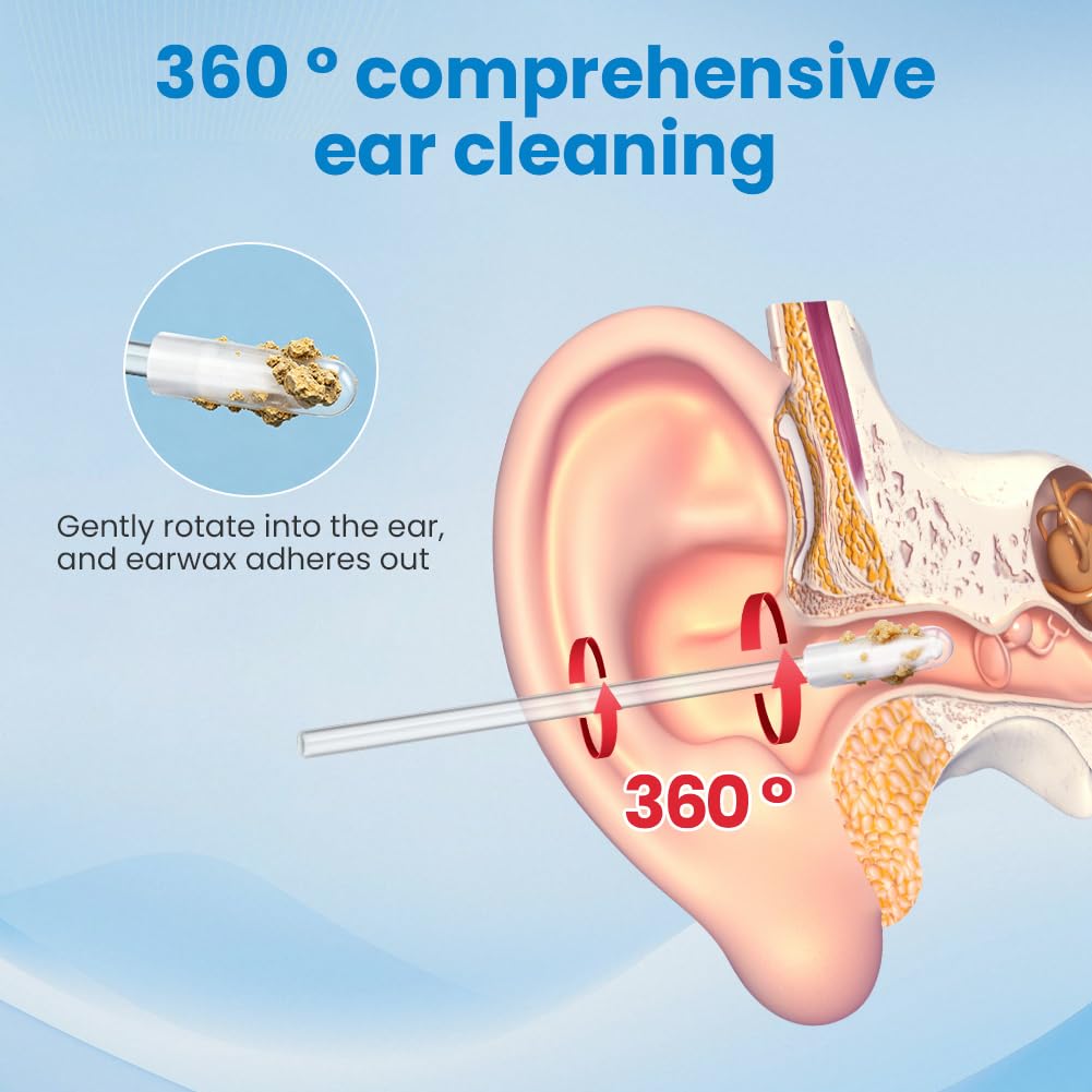 OFFCUP 24 Bastoncini Adesivi per Pulizia Orecchie, Asta Pulizia Orecchie Appiccicoso Lavabile, Sticky Ear Cleaner, Earwax Removal Stick Riutilizzabili per Adulti E Bambini, Ideale per Viaggi E Casa