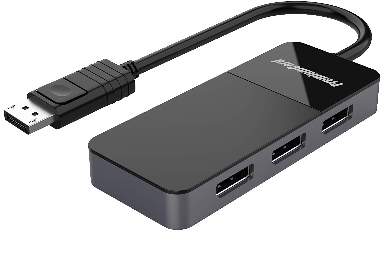 PremiumCord MST Adaptateur DisplayPort 1.4 vers 3 x DisplayPort 1.4 pour écrans jusqu'à 8K @ 60 Hz (3 Fois 4K), Extended + Mirror + Duplicate Modi, Noir