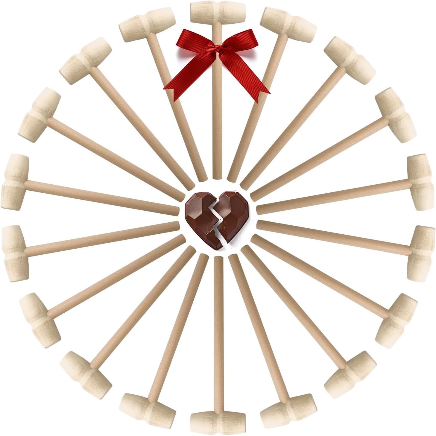 Mini Wooden Hammer for Chocolate, Breakable Heart, Pack of 25 Wood Crab Mallets, 5 1/2 Inch Wooden Mallet, Mini Mallet, Small Wooden Hammer, Crafts and Party Props