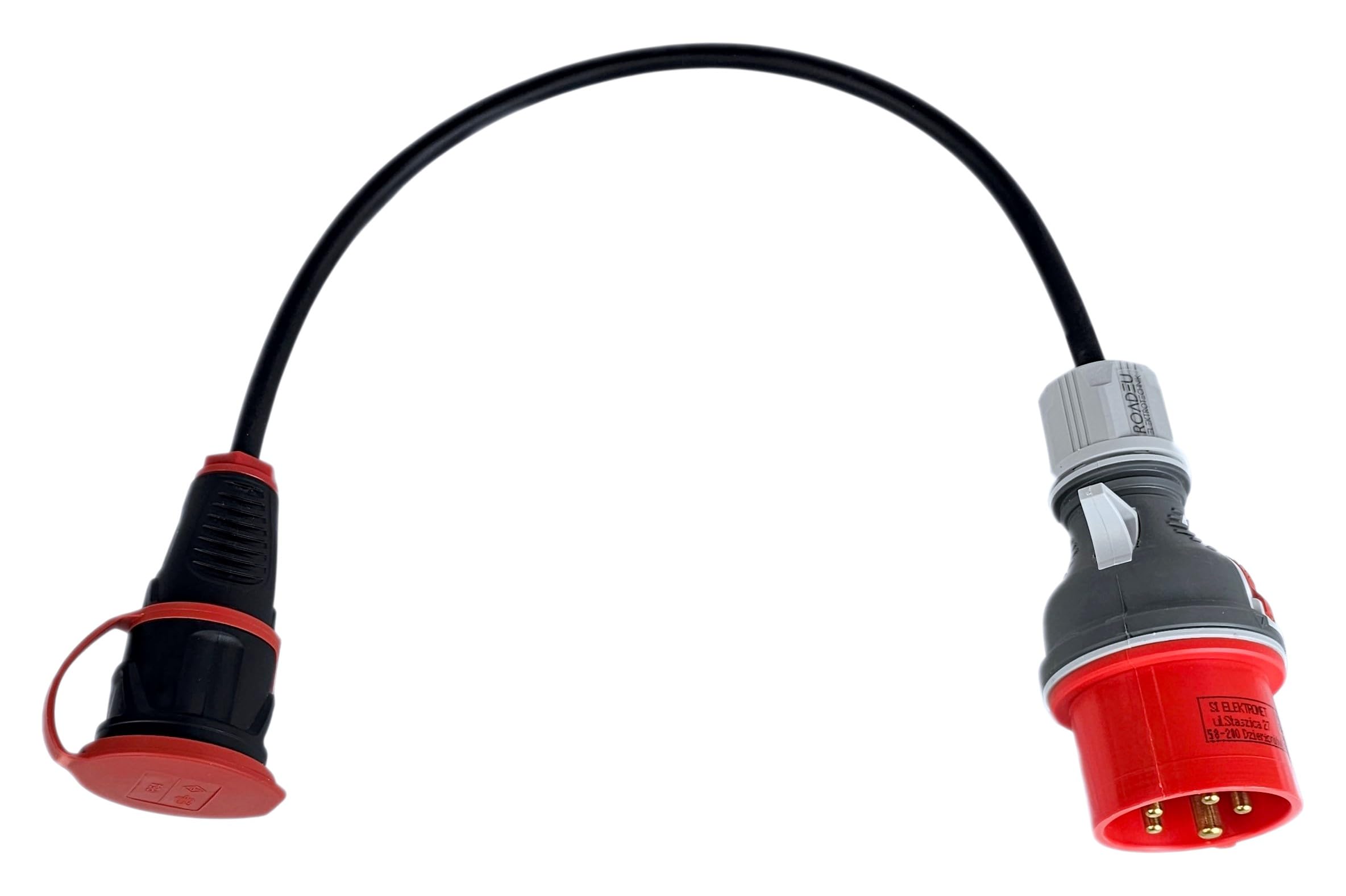 RoadEu - Rallonge Industrielle Adaptateur 0,5m, Courant Fort CEE 16A, 380V vers 220V, Prise 220V, Adaptateur 16A vers 230V
