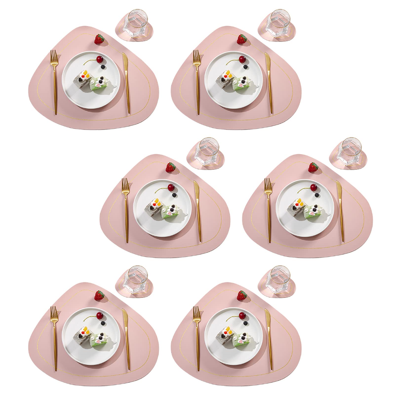 Set de table en cuir lavable rose lot de 6 dessous de plat imperméable intérieur et extérieur