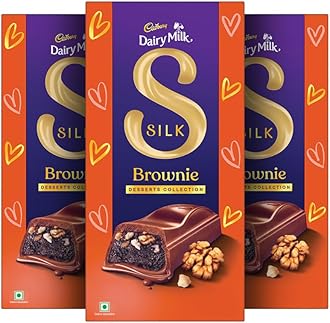 Dairy Milk Silk Desserts Walnut Brownie Valentine's Gift Pack Chocolate Bar, 70 g (Pack of 3)