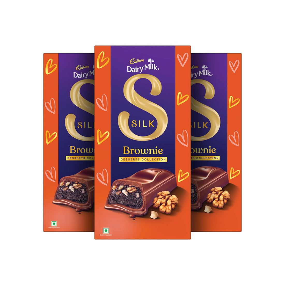 Cadbury Dairy Milk Silk Desserts Walnut Brownie Chocolate Bar, 70 g (Pack of 3)