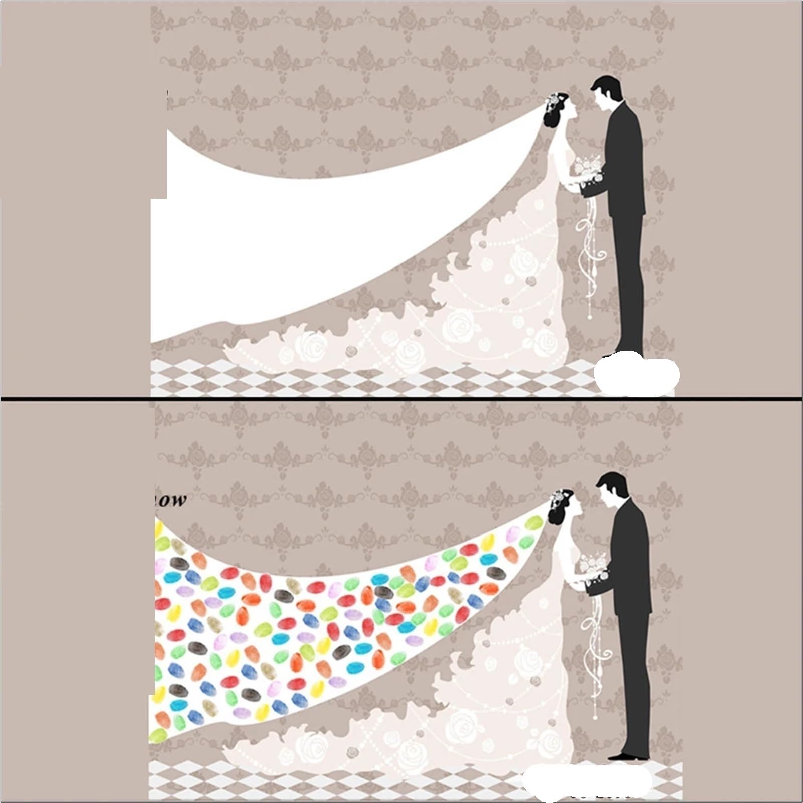 Fingerabdruck Hochzeit Gästebuch Fingerabdruck-Signatur-Gästebuch, Hochzeit, Partyzubehör, Fingerabdrücke, Baumdekorationsbücher Geeignet für Hochzeiten, Hochzeitsgeschenke(Color03,60x80cm 24x32inch)
