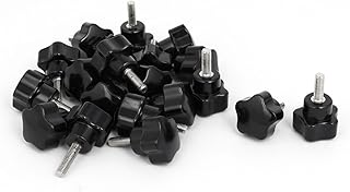 Aexit M5x15mm Male Knobs & Hand Wheels Thread 23mm Dia Plastic Star Head Screw On Clamping Star Knobs Knobs 20pcs