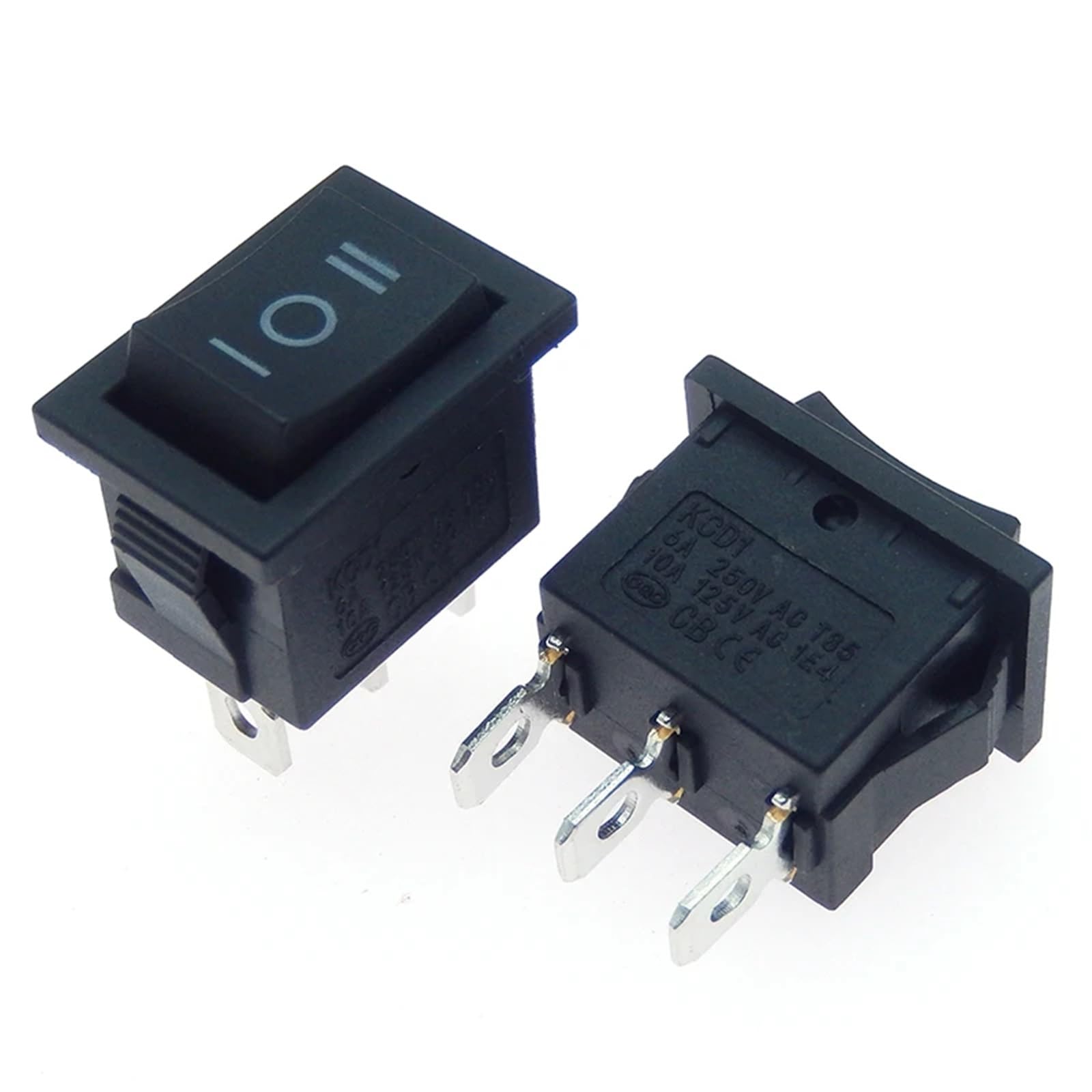 10PCS 21 * 15 mm 6A/250V 10A/125V 6Pin/3Pin 2 Position 3Position Boat Rocker Switch on Off Switch KCD1 Black 21x15mm AC(Red)