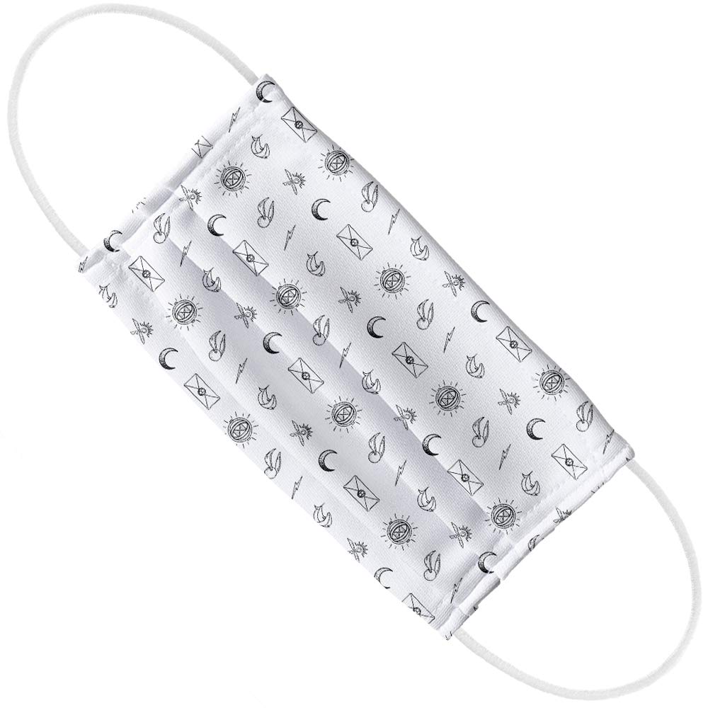 Popfunk Harry Potter Hand Drawn Icons Pattern 1-Ply Reusable Face Mask Covering with Adjustable Nose Wire, Unisex