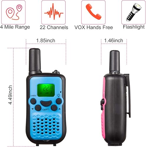 Miniatura 2 de Walkie Talkies mejorados para niños de 3.1 mi para niños y niñas, Walkie Talkies VOX manos libres, Walkie Talkies para manos pequeñas, juego de 2