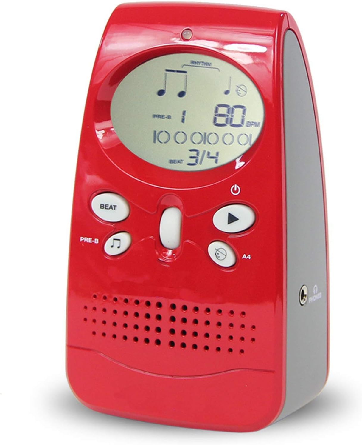 Metrónomo mecánico, metrónomo electrónico vocal pantalla LCD Metro sintonizador generador de tonos con guitarra, bajo, violín(Color:Rosso)
