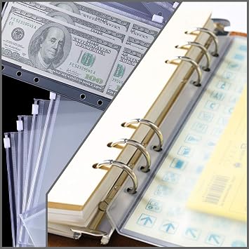 A5 Clear Soft PVC Notebook Cover and 10 PCS A5 Notebook Binder Loose Leaf Bags, Loose Leaf Personal Planner Binder Cover, Waterproof Binder Pockets (Transparent)