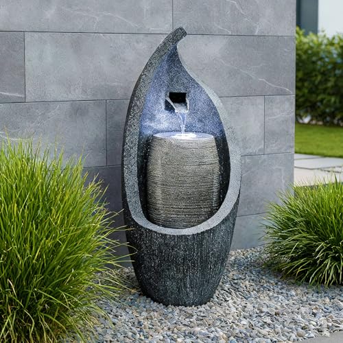 Moderner Gartenbrunnen mit LED Beleuchtung 83 cm Zimmerbrunnen Springbrunnen BK704 Wasserspiel Steinoptik Kaskade Moderner Gartenbrunnen mit LED Beleuchtung 83 cm Zimmerbrunnen Springbrunnen BK704 Wasserspiel Steinoptik Kaskade