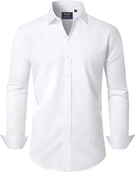 Dress Shirts for Men Long Sleeve Stretch Solid Wrinkle Free Business Casual Button Down Shirts