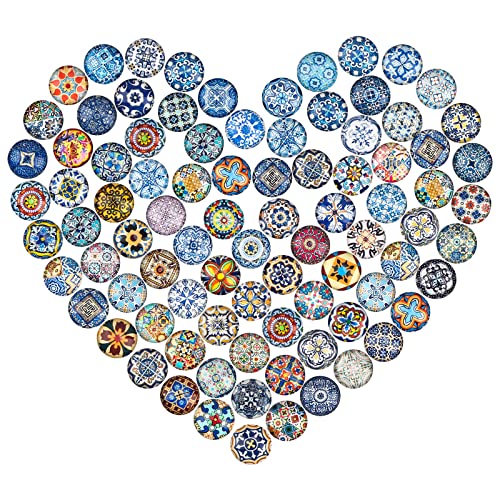I LOVE MOM 100 Stück Mosaik Kuppel Glas Cabochons,Bunt Muggelsteine Glasnuggets Gemischte Farbe Glassteine für DIY Handwerkliche,Ohrringe,Anhänger,Schmuckherstellung,Außen oder Heimdekoration Cover