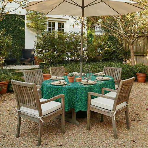 Image of EHouseHome Outdoor Indoor Tablecloth with Umbrella Hole for Oval Table,Waterproof Patio Table Cloths, Spring /Summer Table Covers with Zipper for Backyard Circular Table /BBQs /Picnic,60 x 84 inches