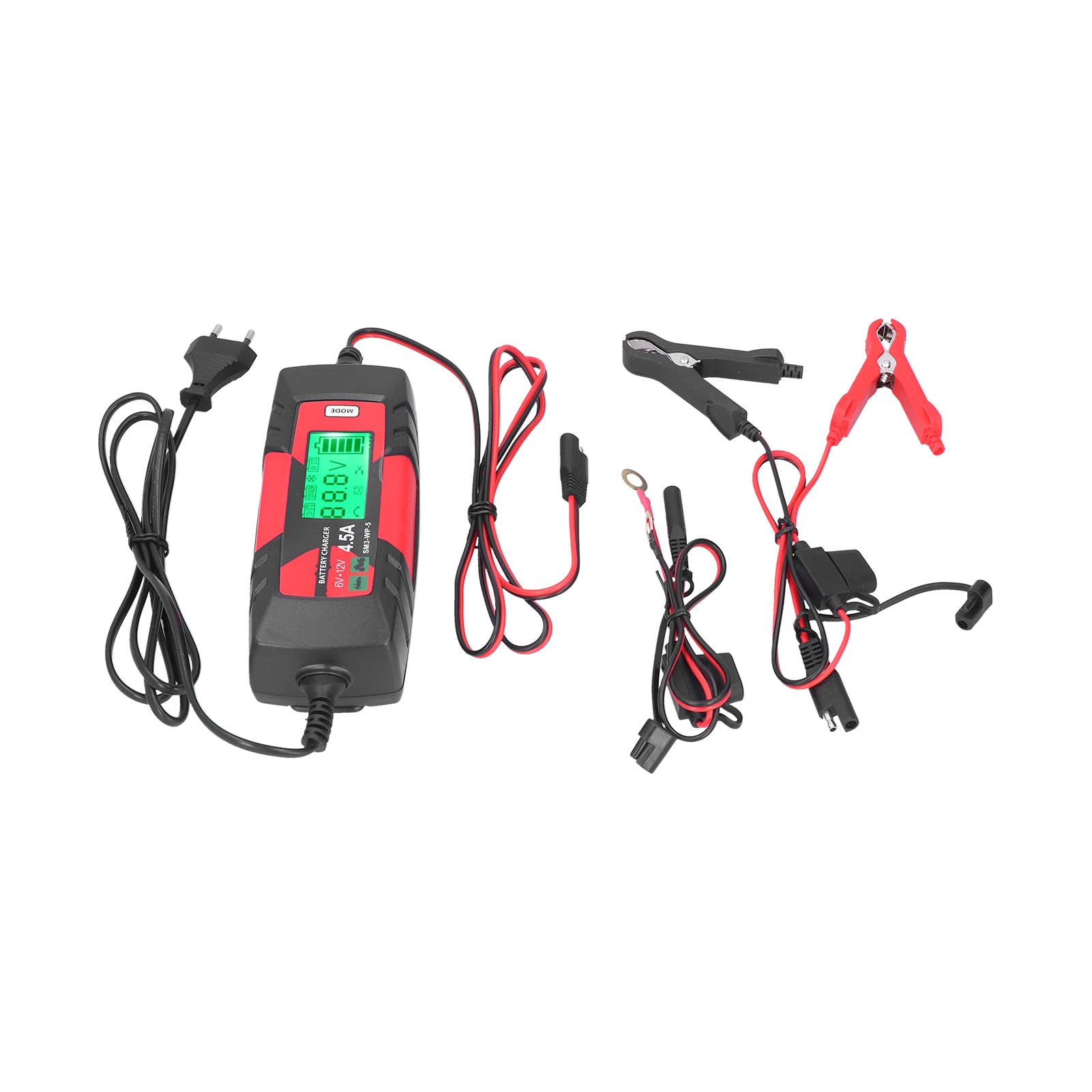 Caricatore della Batteria per Auto 12 V, Manutentore della Batteria Intelligente Automatica con Display LCD, per Batterie Gel AGM Standard 1,2a a (Plug 220-240 V.)