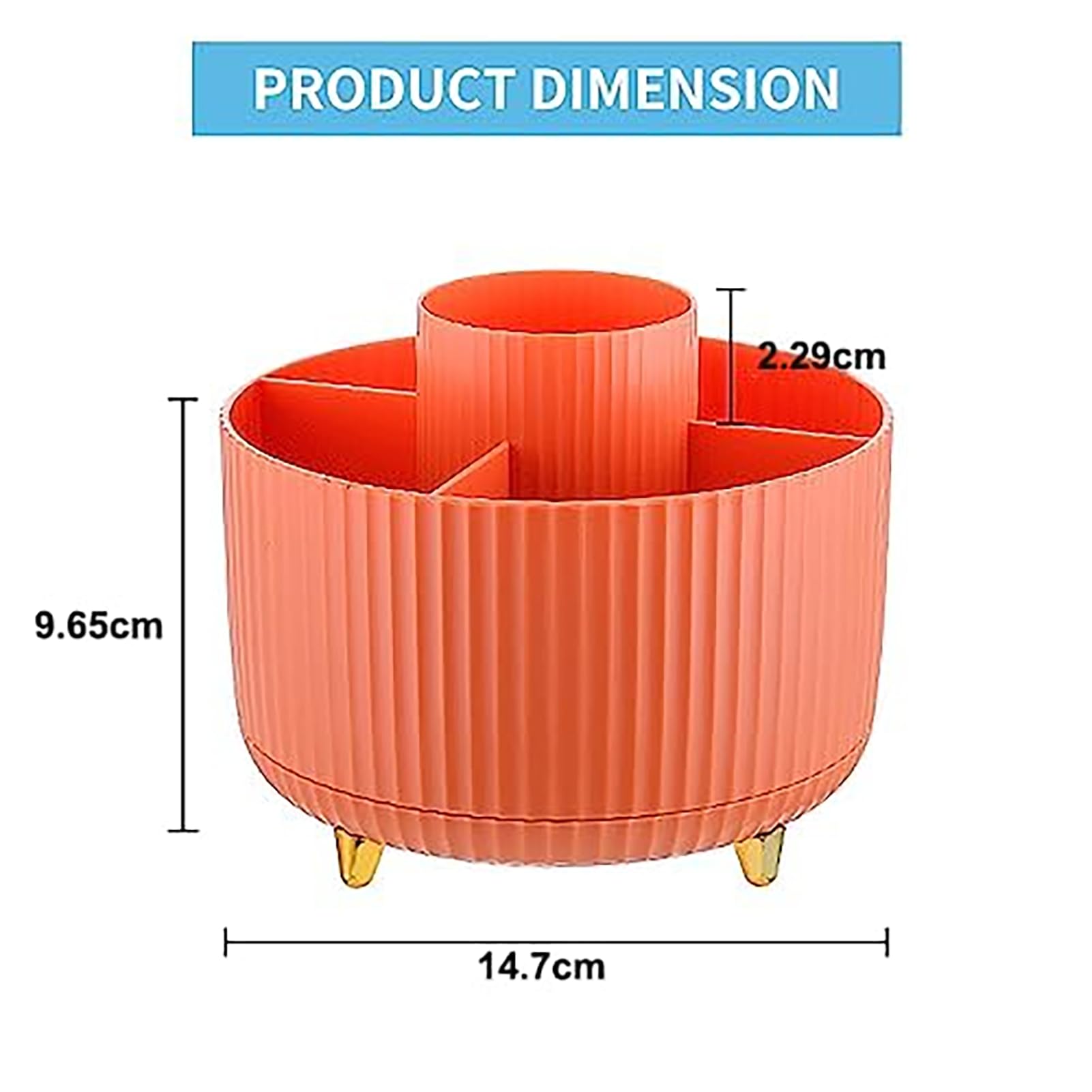 Marbrasse Desk Organiser,360-Degree Rotating Pen Holder for Accessories with 5 Compartments Pencil Organiser - Image 3