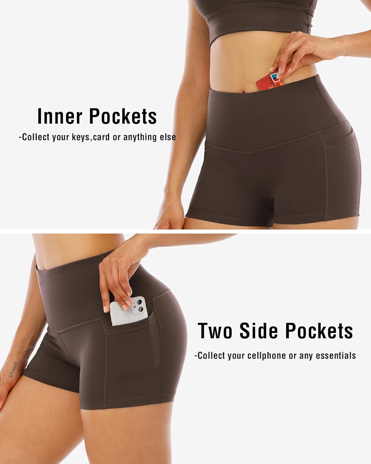 CHRLEISURE Spandex Yoga Shorts with Pockets for Women, High Waisted Workout Booty Shorts 3in at  Women’s Clothing store
