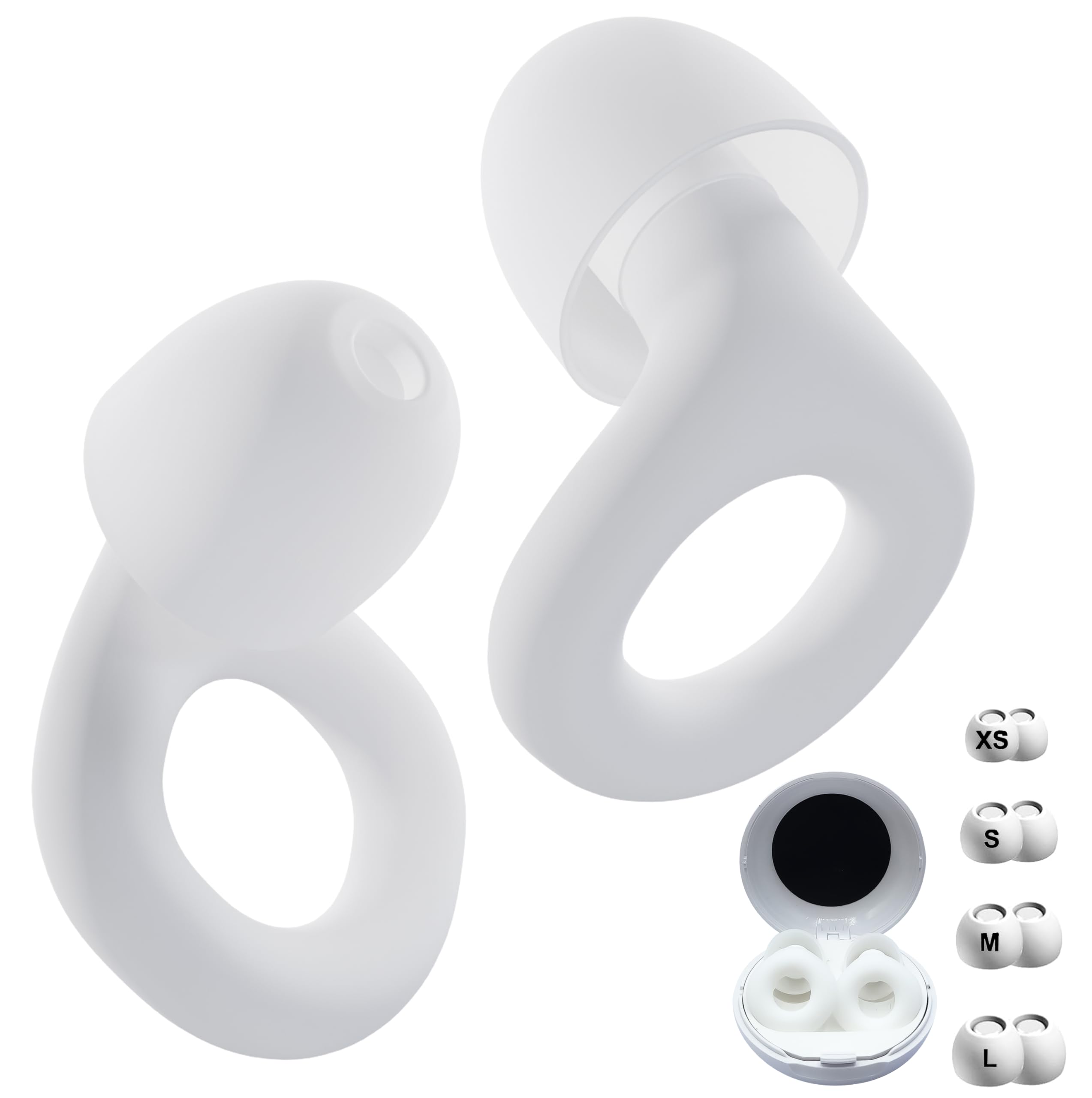 FUJI Ear Plugs –Ultra-Soft Noise Cancelling Ear Plugs SNR 28dB for Sleeping Snoring Travel -Lightweight Comfortable & Reusable– 8 Replaceable Tips Perfect for Concerts Festivals & Musicians - White