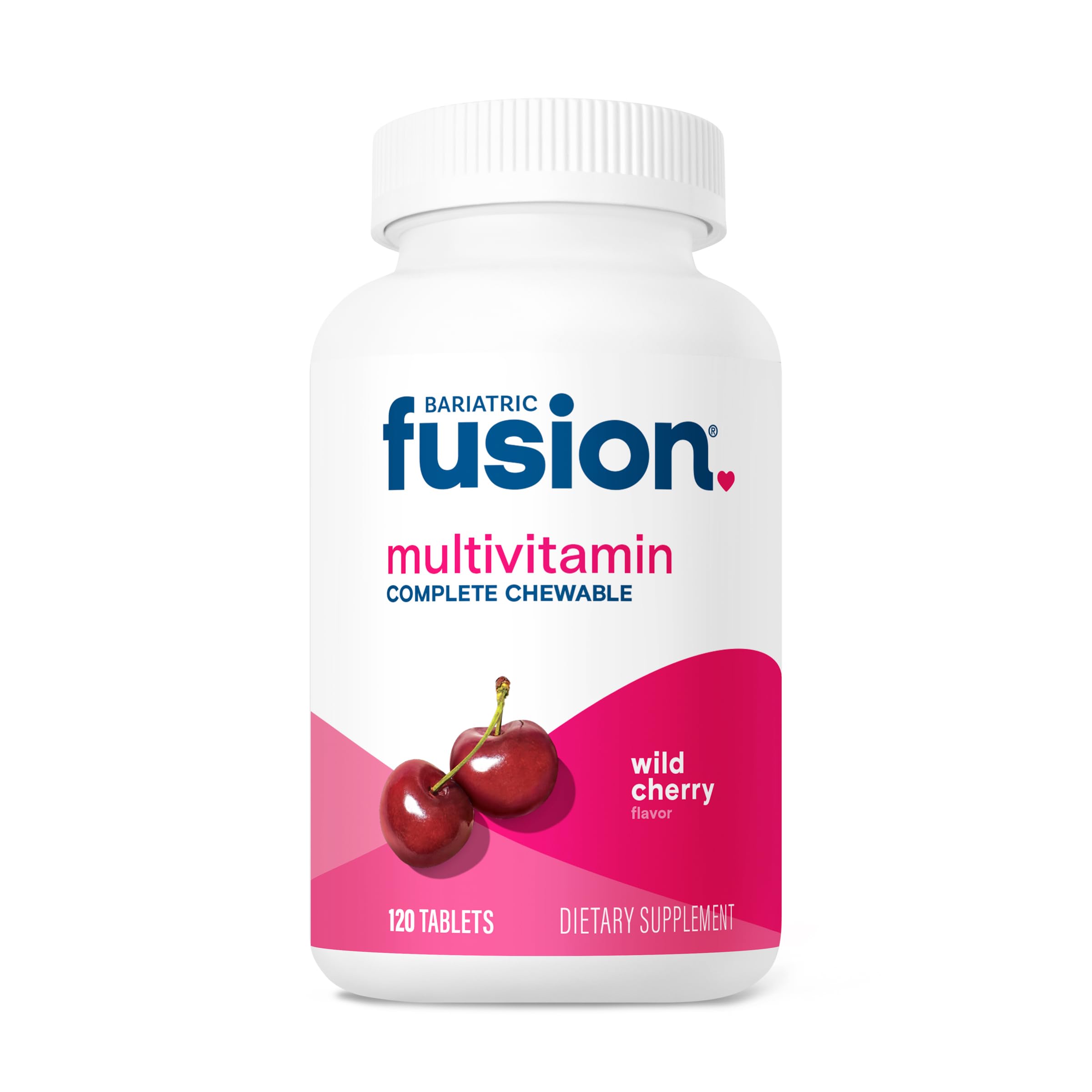 Bariatric Fusion Wild Cherry Complete Chewable Bariatric Multivitamin with Iron for Bariatric Surgery Patients Including Gastric Bypass and Sleeve Gastrectomy - 120 Tablets