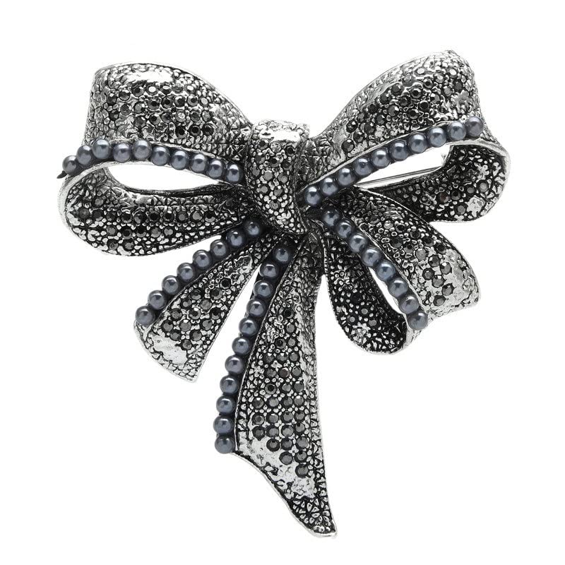 Broches pour femmes vintage bowknot strass perle classique broche
