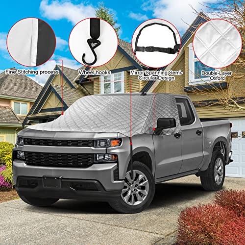 Sportuli Windshield & Front Side Window Sun Shade Replace For Ford F150 250/ Dodge Ram 1500 2500, 420D Oxford Cloth Rain Snow Hail Protector Cover, Fit All Full-Size Trucks,Silver,(Ypn78) #TOP1