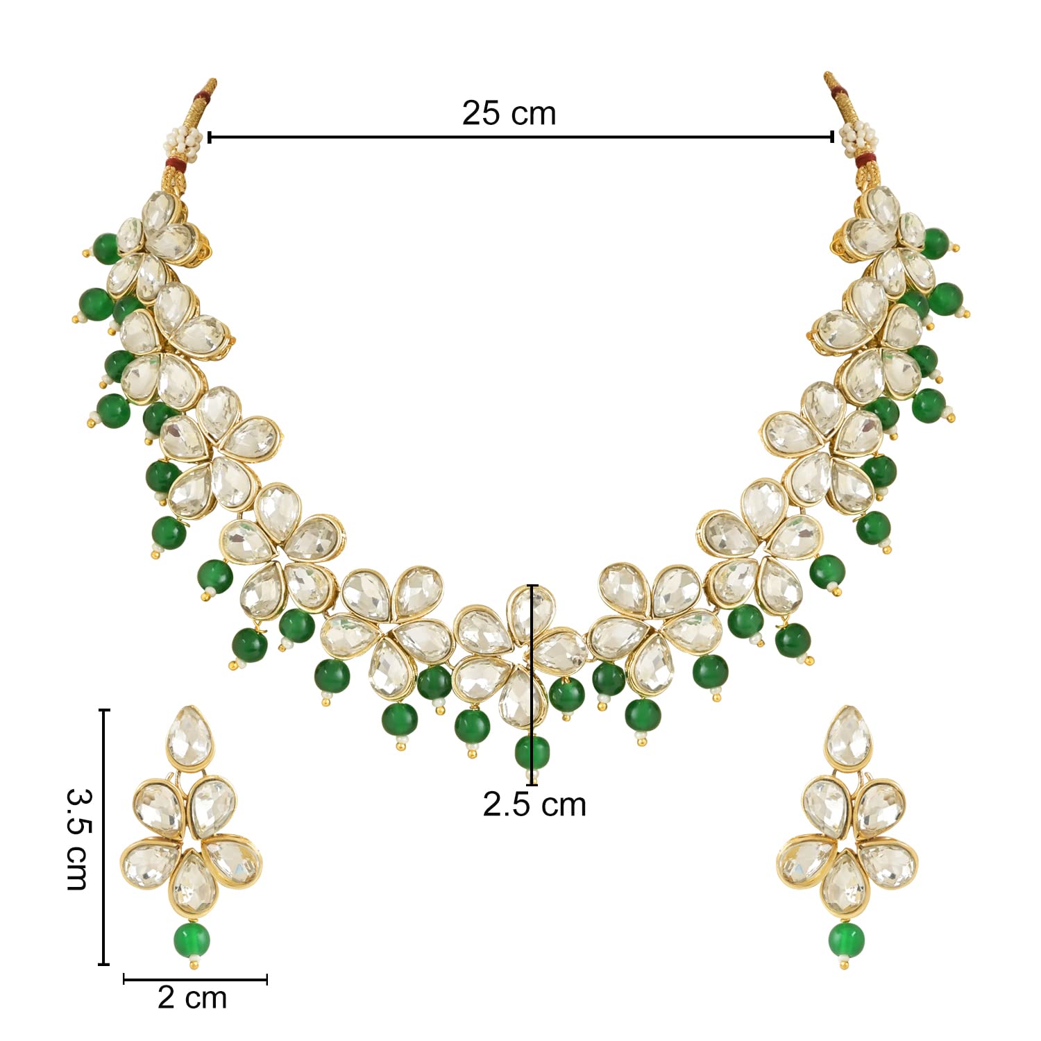 18K Plated Stone Studded Choker Necklace Set (IJ374G)