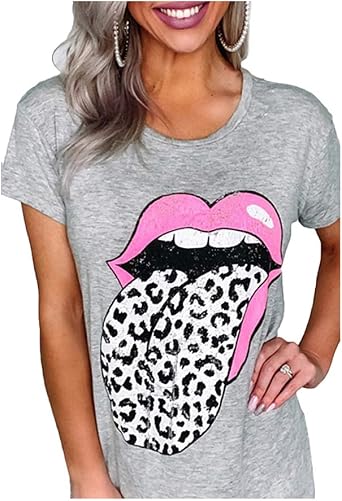 LORSU Women Pink Lips Leopard Tongue 