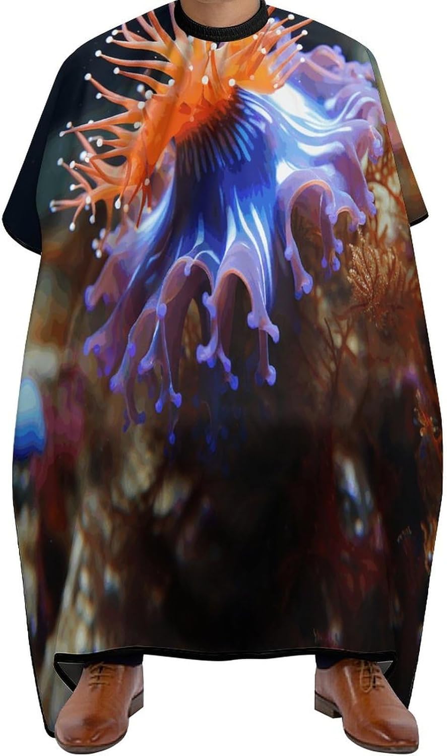 Nudibranch Apron for Women Men,Barber Cape with Adjustable Snap Closure,Hair Cutting Cape,66.9 X 56.7 Inches for Hair Dye, Comb-out, Styling, Shampoo