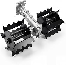 GrecoShop Universal Tiller Accessory – Hoe Cutter Hoe Cultivator Rotary Roller with Corrugated Roller for Tiller and Brush Cutter with Gear 9 Teeth Tubular Diameter 26 mm