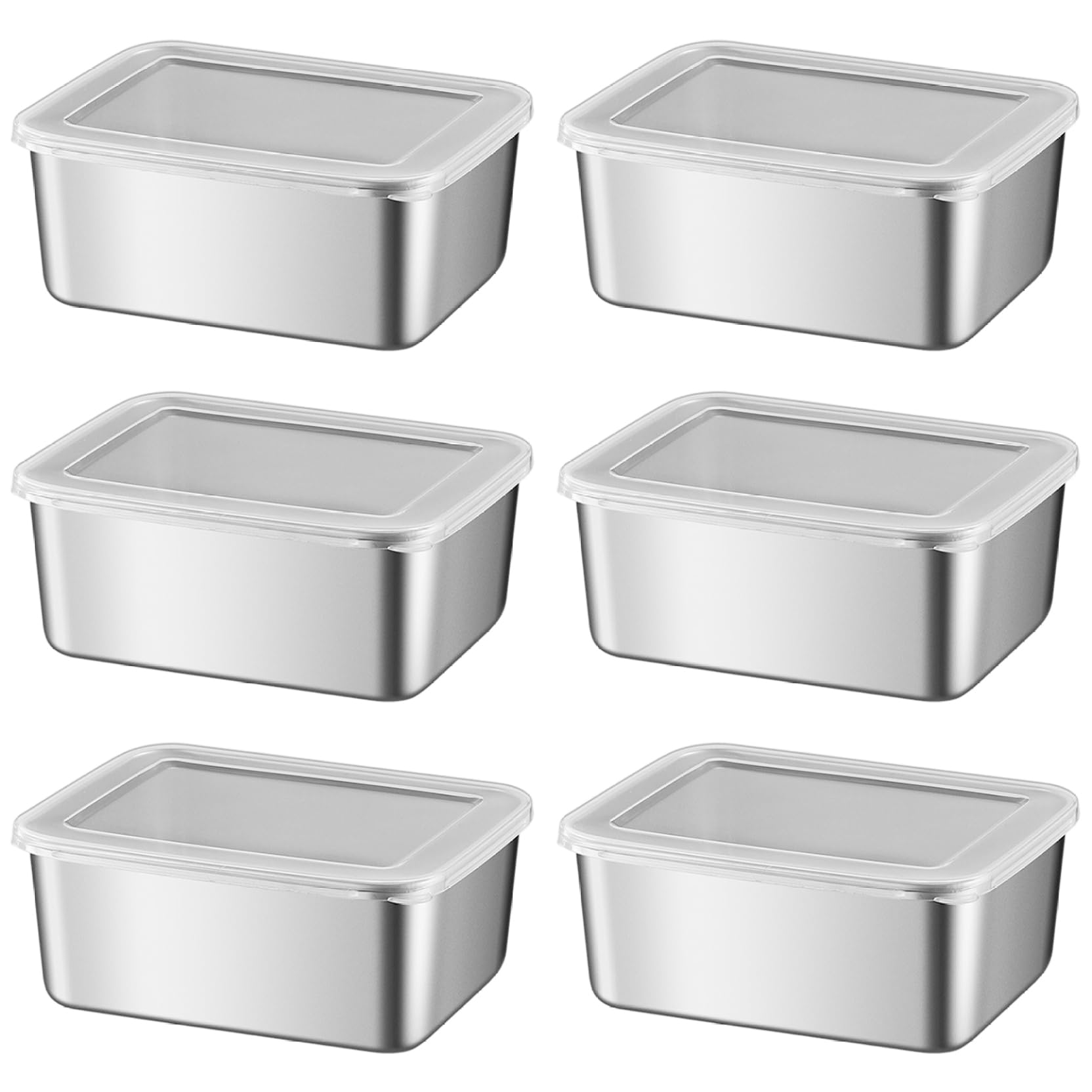 Uanqfegy Food Storage Containers - 6PCS 600ml Stainless Steel Containers with Lids, Stackable for Meal Prep