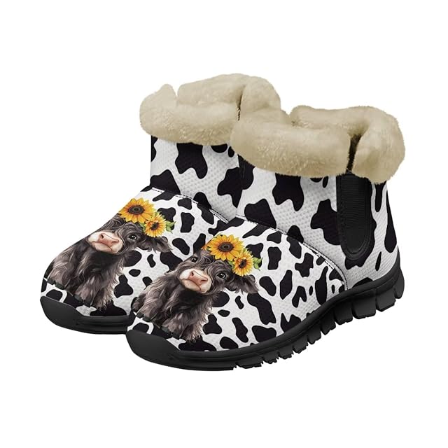 Snow Boots Cute Corgi Shoes Women Fur Lined Winter Unisex Shoes Anti-Slip Lightweight Ankle Boots for Walking Hiking