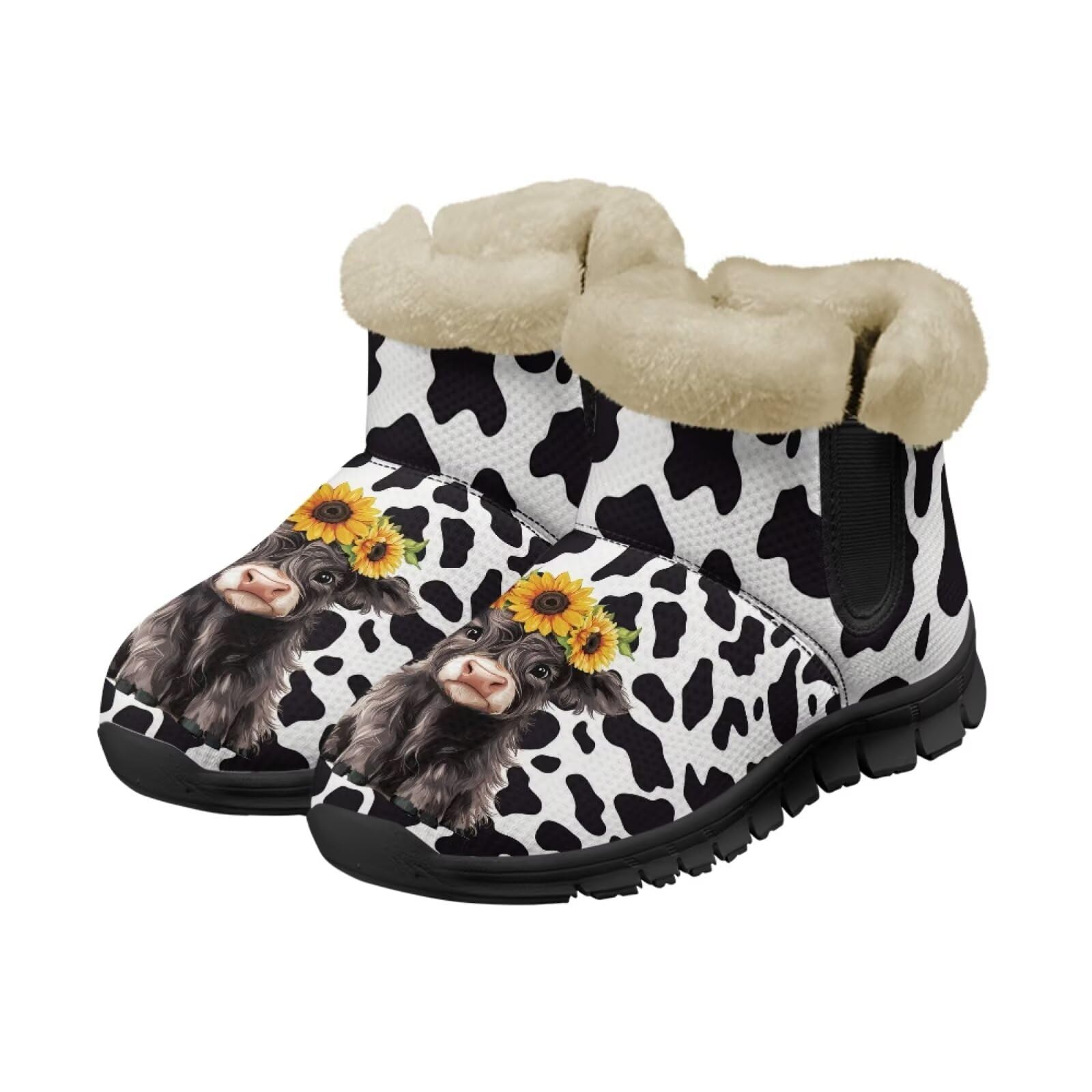 Snow Boots Cute Corgi Shoes Women Fur Lined Winter Unisex Shoes Anti-Slip Lightweight Ankle Boots for Walking Hiking